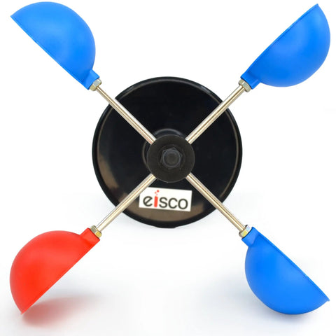 Compact Wind Speed Meter Anemometer For Outdoor Use, black base with four blue and red cups