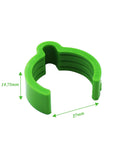 Green dust hose organizer clip for vacuum hoses D27 fits sander and dust extractor 37mm diameter, durable holder shown.