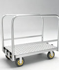 Heavy Duty Steel Platform Hand Truck With 1200 Lbs Capacity Detachable Handle Flatbed Dolly Cart 6 Inch Silent Wheels 2 Swivel 2 Fixed Casters Industrial Warehouse Trolley For Garage Factory And Shop Use 90cm By 60cm, side view