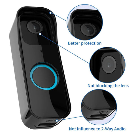 Protective Wall Mount Bracket For Video Doorbell 1st Gen with easy install cover shield, durable hard plastic, close-up view