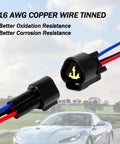 Built Tough Heavy Duty Waterproof Auto Connectors 5 Pack 3 Pin Male Female Wiring Harness with 16 AWG copper wire.