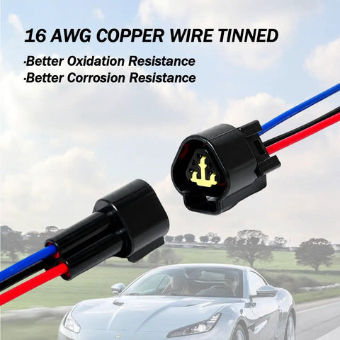 Built Tough Heavy Duty Waterproof Auto Connectors 5 Pack 3 Pin Male Female Wiring Harness with 16 AWG copper wire.