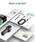 What's in the box view showing Thermal Imaging Camera With Visual Sensor And Laser Pointer, accessories, and manuals.