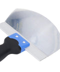 Arc Shaped Drywall Putty Knife Scraper Made From 402 Stainless Steel Lightweight Non Slip Shovel Style Tool For Taping Finishing And Patching On Drywall And Wallpaper Smooth Edges And Easy Grip