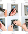 Installation steps for 12 Ft Braided Stainless Washer Hoses Set With Color Coded Hot And Cold Lines No Fuss Burst Proof Up To 1500 PSI
