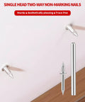 Single head two-way non-marking nails for seamless installation; sturdy and trace-free on walls.