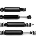 Upgraded Golf Cart Front And Rear Shock Absorber Kit For Club Car DS Precedent Tempo Lifted Models Off Road Ready Replacing OEM 1014235 1014236 1010991 1015813 For A Smoother Ride And Superior Road Feel, four black shock absorbers aligned in rows