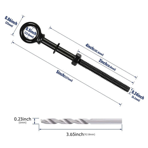 10 Pack Eye Bolts 1/4 In By 4 In T316 Stainless Steel Heavy Duty Eyebolts With Nuts And Washers And Drill Bit Dimensions