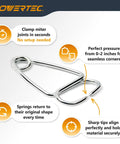 Miter Spring Clamps Kit With Spring Loaded Pliers And 8 Quick Clamps for woodworking projects, showing clamp pressure and tips.