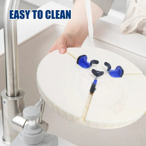 Person washing 12 Inch Pottery Turntable Clamp For Ceramics, Adjustable 2 To 12 Inch Trimming Spinner under sink faucet