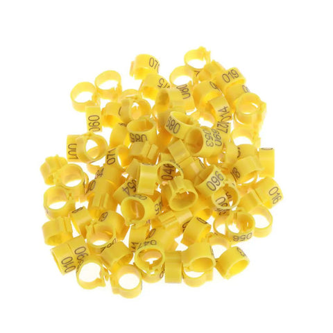 Yellow 10mm Pigeon Leg Bands Identify Rings Pack Of 100 For Carrier Birds Durable Metal Bird Tags With Numbers Training And Tracking Supplies