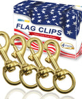 Top Shelf Heavy Duty Brass Flag Clips 4 Pack Swivel Snap Hooks For Rope Flagpole Attachment Built Tough Round Grommet Compatible Hardware