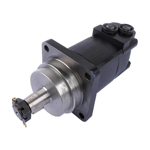 Drop In Replacement Hydraulic Motor For Eaton Char Lynn 2000 Series 24.03 CID 1.25 Inch Tapered Shaft With 4 Bolt Wheel Mount And 0.875 Inch O Ring SAE Staggered Ports