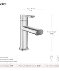 Meena Chrome One-Handle Bathroom Sink Faucet With Single Hole Mount And Optional Deckplate Drain Assembly in slick finish