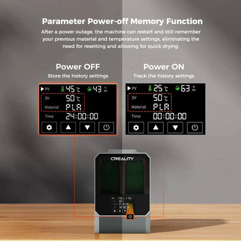 Space Pi Filament Dryer Plus Dual Spool 3D Printing Dryer Box With 360 Degree PTC Heating And 4 Inch LCD Touch Screen Power Settings