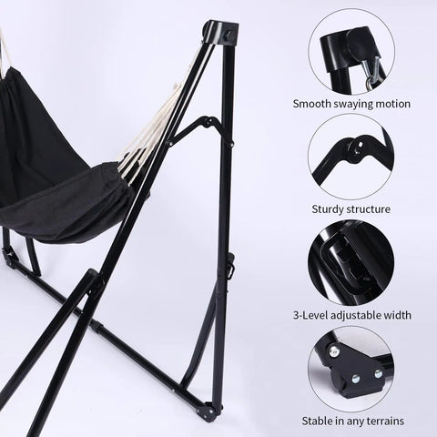2 In 1 Hammock With Stand Portable Hammock And Swing Chair No Tools Assembly Carry Bag Indoor Outdoor Use For Patio Garden Camping