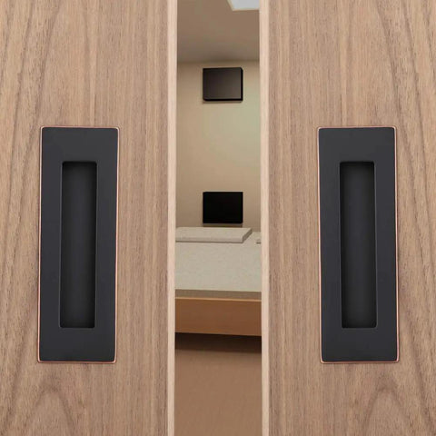 Flush Pull Handle Set 6 Inch Rectangular Oil Rubbed Bronze Edge Free Chamfered Edges Smooth Soft Touch Finish Deep Finger Grip 2 Pack
