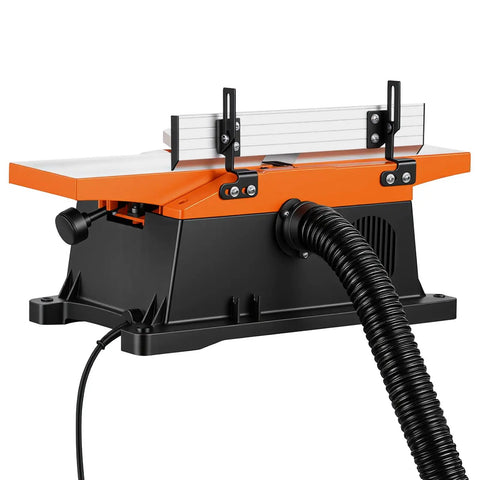 Hardcore 6 Inch Benchtop Wood Jointer Pumping Out Badass 2 HP Power At 12000 RPM with dual HSS blades and dust extraction.