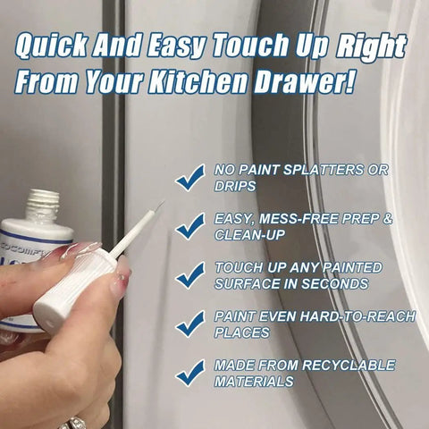 Hand using Porcelain Repair Kit High Gloss White Touch Up Paint For Sinks Tubs And Bathrooms Enamel on appliance