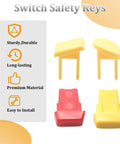 Built Tough Safety Switch Keys For Garage Power Tools And Workbench Rigs Four Piece Lockout Kit, includes yellow and red durable keys.