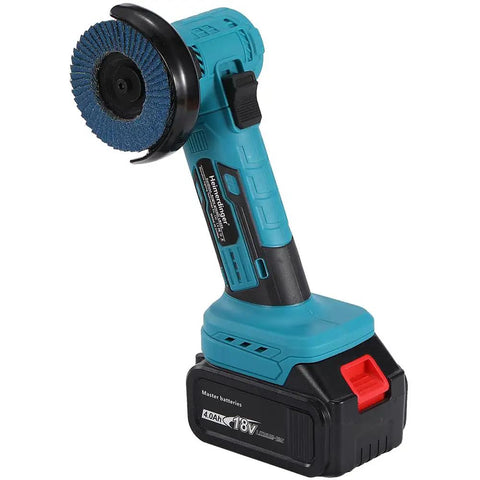 Cordless Brushless Mini Angle Grinder With 4000mAh Battery, 19500 RPM, compact design displayed on white background