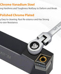 One Quarter Inch Flex Head Ratcheting Wrench With Open End And Box End, 72 Tooth, 12 Point, Industrial Grade Chrome Vanadium Steel, SAE