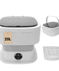 Collapsible Portable Washer With Fast Spin Cycle And 20L Capacity Built For Dorms Apartments Road Trippin Or Tailgate Gear Easy Snap Fold Design For Lazy Sundays Gray with 20L tag and detachable lid.