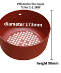 Top Tier Heavy Duty Three Phase Motor Fan Cover With Kick Butt Impact Resistant Housing And Optimized Airflow Cooling Setup For Industrial Electric Motors Dust Proof Ventilation Shroud That Handles Hot Loads Without Breaking, 173mm diameter, 90mm height, red plastic.