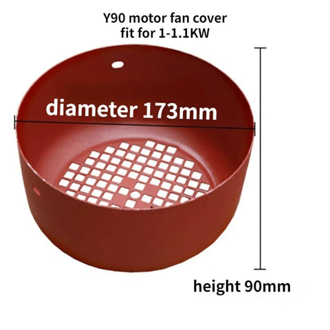 Top Tier Heavy Duty Three Phase Motor Fan Cover With Kick Butt Impact Resistant Housing And Optimized Airflow Cooling Setup For Industrial Electric Motors Dust Proof Ventilation Shroud That Handles Hot Loads Without Breaking, 173mm diameter, 90mm height, red plastic.