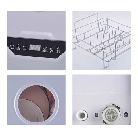 Control panel and stainless steel basket of Big Boy Industrial Desktop Dishwasher With Commercial Hood Design Hella Rugged.