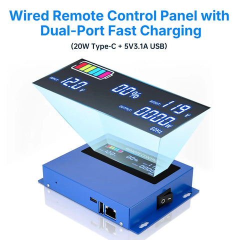 5000W Pure Sine Wave Inverter 12V DC To 110V 120V AC Converter With LCD Display showing voltage and charging status