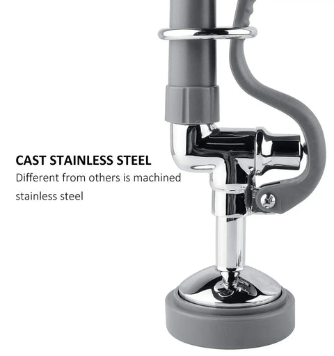 Pre Rinse Sprayer For Commercial Kitchen Sinks With Handle 1.42 GPM High Pressure Dish Spray Head Chrome Finish close-up