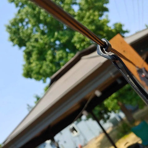 Close-up view of No-See-Um Hammock Mosquito Net XL 11FT By 4.6FT With 360 Degree Bug Protection Polyester Mesh Diagonal Zipper installed