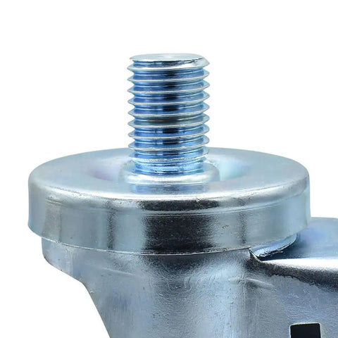 Tough As Nails 4 Inch Polyurethane Swivel Casters With Top Lock Brakes And 3/4 Threaded Stem close-up of threaded stem for secure mounting.