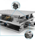 Precision XY Axis Mobile Table with adjustable knobs, durable aluminum design, ideal for portable engraving workbench use.