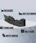 Six Pack Folding Utility Knife Set With Quick Change Box Cutter Belt Clip Replacement Blades Portable DIY Construction Tool For Outdoor And Warehouse Use Black with SK5 blades