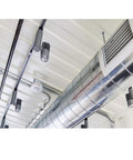 Carbon Monoxide Gas Transmitter With Display installed in HVAC duct system under ceiling.
