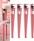 Heavy Duty F Shaped Table Legs Set For DIY Projects Four Clamp On Iron Feet No Drill Needed Adjustable Feet 30 Inch 76 Cm Red Finish