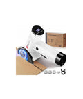 SEEKNEW Cordless Electric Scissors with LED Display cutting cardboard, featuring USB rechargeable blade and four speed options.