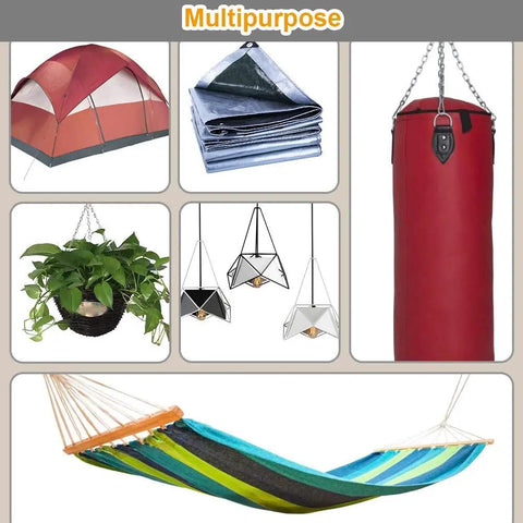 Multipurpose uses for 1.8 Inch Stainless Steel Pad Eye Plate U Hooks And Snap Hooks Marine Hardware Kit in various outdoor settings.