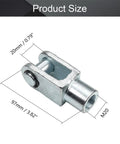 Two Pack Air Cylinder Rod Clevis End Y Connector 97mm Length M20x1.5 Female Thread Iron Durable Silver Finish for Easy Mounting and Precise Alignment Pro, product size view