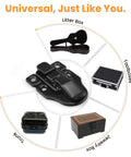 4 Pack Black Toggle Hasp Latch Hardware With Screws for guitar cases, chests, and boxes, shown with uses in a diagram