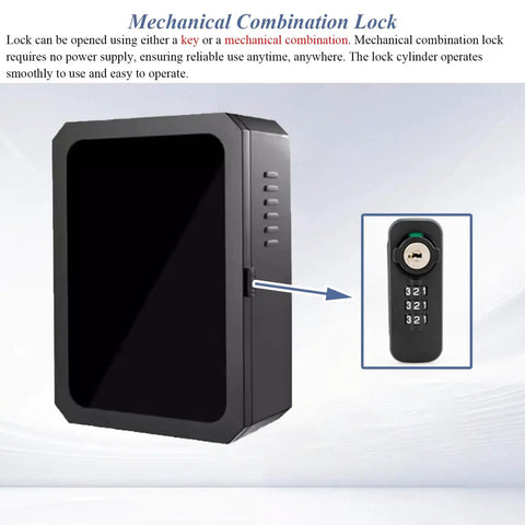 Mechanical Combination Lock shown from the side with key slot, black sturdy design for durable security solution.