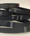 Image of a Six Rib Drive Belt For 560J Through 635J Industrial Machinery, showing multiple sizes and ribbing details.