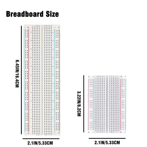 Breadboard sizes in Dope Prototyping Breadboard Kit With Four Boards And 130 Jumper Wires ABS Plastic with tin plated contacts.