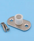 Sliding Barn Door Nylon Guide Wheel Set 4 Pieces With Floor Guide Roller Bracket includes metal floor bracket and screws.