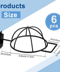 Six Pack Slat Wall Hat Display Racks Wire Headwear Organizer For Baseball Caps Beanies Wigs Metal Slatwall Accessories Ideal For Home Retail Store And Warehouse Black, showing dimensions in inches.
