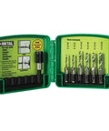Greenlee DTAPKIT drill/tap kit for metal in green case with quick-change adaptor and assorted bits 6-32 to 1/4-20