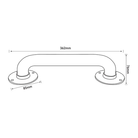 Dimensions of 2 Pack 12 Inch Black Industrial Pipe Handrails For Indoor Outdoor Stairs And Decks, Heavy Duty Iron Banister Rail