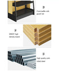 Heavy Duty Four Tier Storage Rack With Adjustable Shelves Double Sided Steel Frame And Wood Panels Built Tough showing front baffle, MMDF board, and cold-rolled steel.